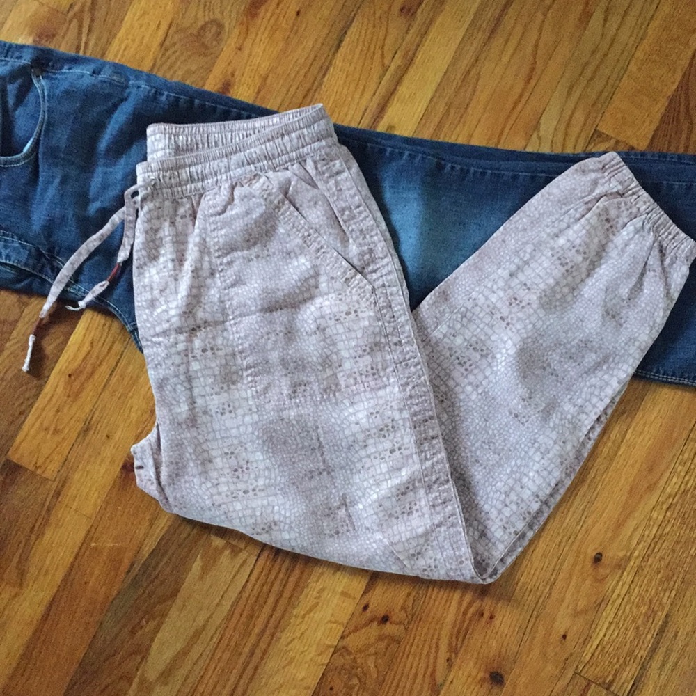 Anthro Pink Crocodile Print Jogger Pants